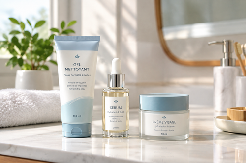 Routine de soin visage complète avec des produits allemands, étape par étape