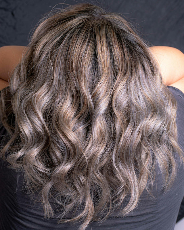 Cheveux gris et noirs en gros plan
