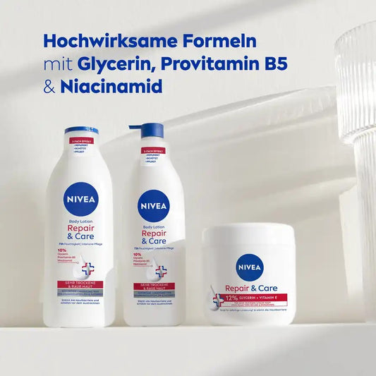 🧴 NIVEA Body Lotion Repair & Care — Hydratation intense 72h