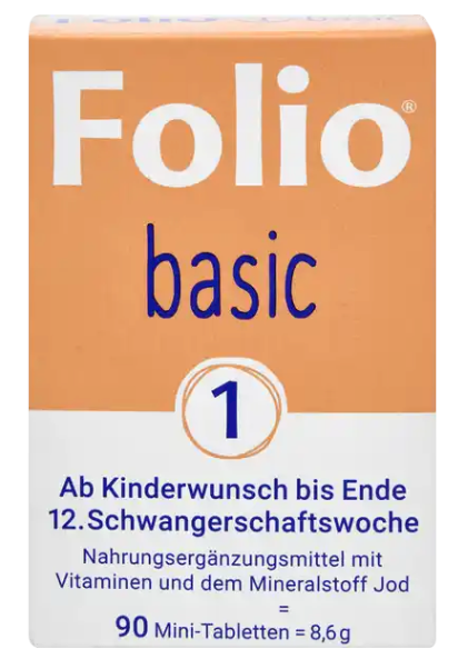 🌸 Folio Basic 1 – Complément alimentaire grossesse (90 mini-comprimés) Le choix idéal dès le désir de grossesse jusqu'à la fin du 1er trimestre.