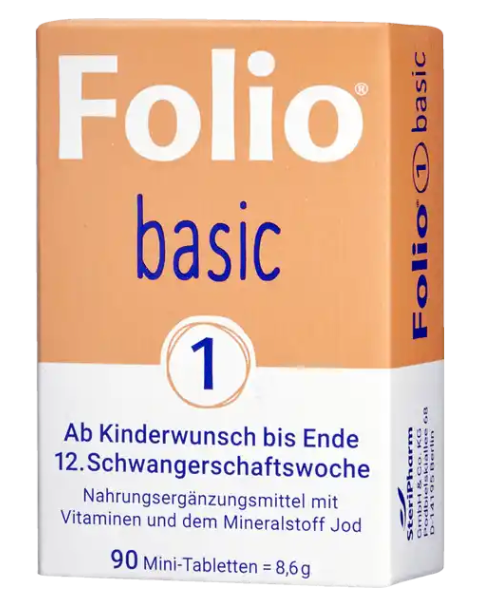 🌸 Folio Basic 1 – Complément alimentaire grossesse (90 mini-comprimés) Le choix idéal dès le désir de grossesse jusqu'à la fin du 1er trimestre.