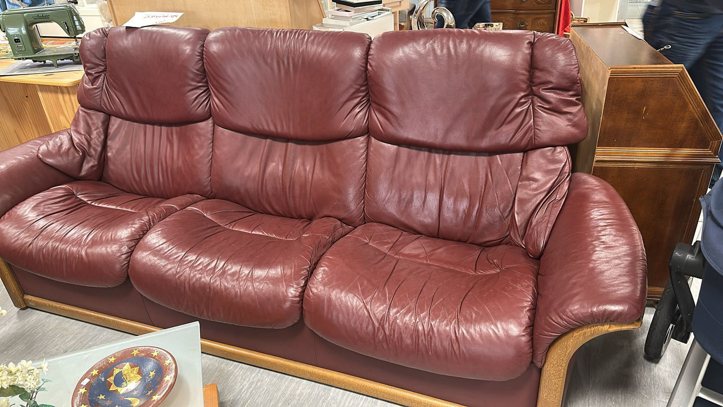 🛋️ Canapé 3 Places en Cuir Bordeaux – Direct Allemagne