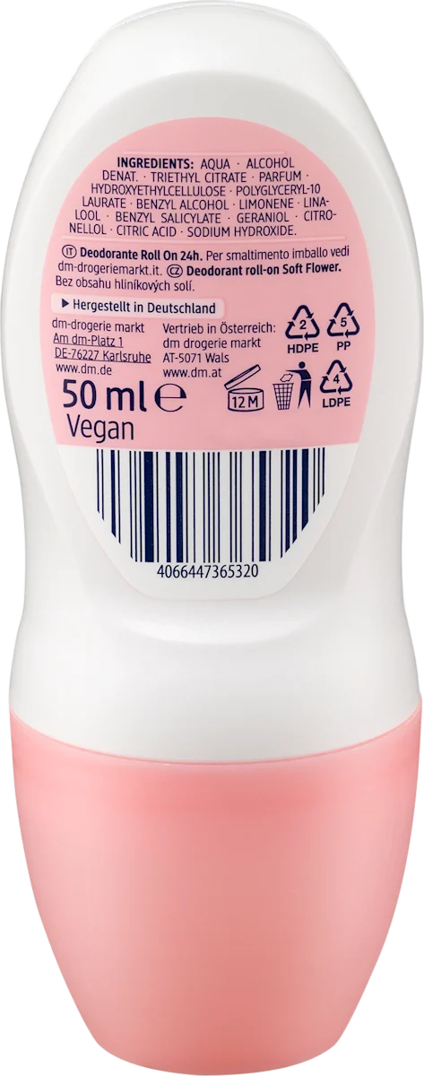 Balea Roll-on Soft Flower – 50 ml – Fraîcheur florale, protection 24 h