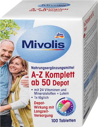 Mivolis A-Z Complet 50+ Vitamines et Minéraux à Libération Prolongée (100 Comprimés)