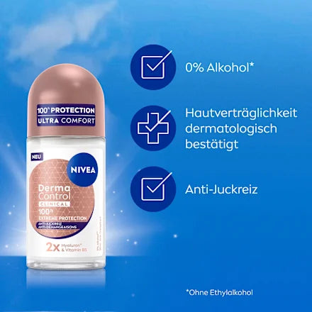 NIVEA ROLL-ON DERMA CONTROL Soin Protecteur Régulateur • Formule Anti-Inconfort • Qualité allemande 🇩🇪