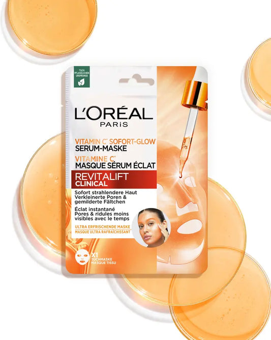 L'Oréal Paris Revitalift Vitamin C Serum Maske Masque Tissu Éclat et Anti-Fatigue