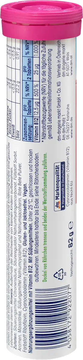 Mivolis Vitamine B12 – 20 Comprimés Effervescents (Goût Framboise-Fraise) – Énergie fruitée, fatigue évaporée !