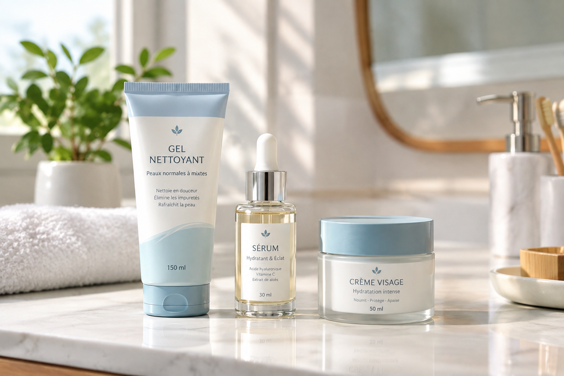 Routine de soin visage complète avec des produits allemands, étape par étape
