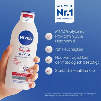 🧴 NIVEA Body Lotion Repair &amp; Care — Hydratation intense 72h