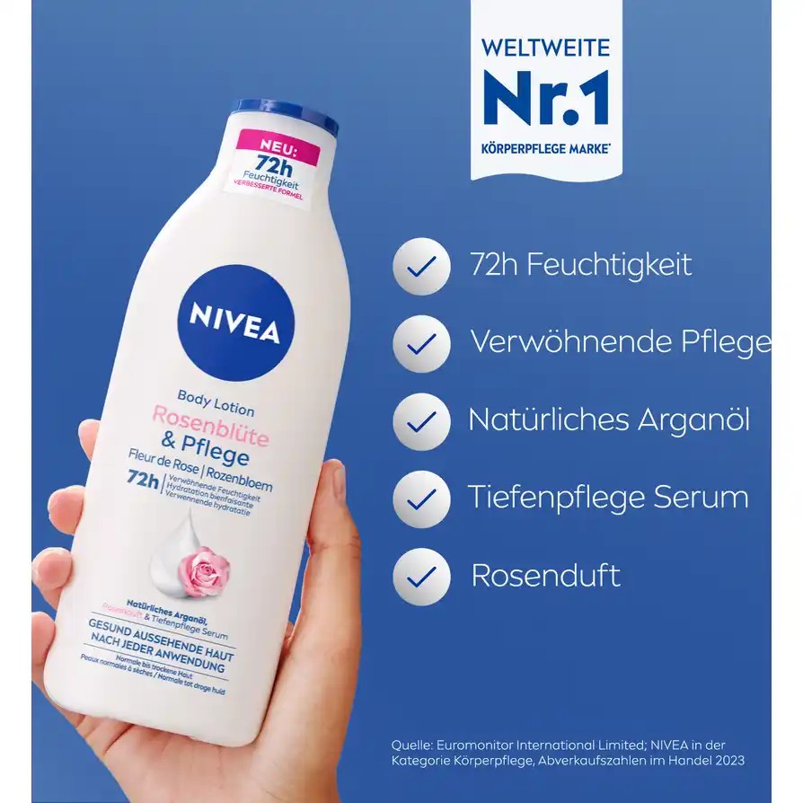 🌹 NIVEA Rosenblüte &amp; Pflege — Lotion corps parfumée à la rose