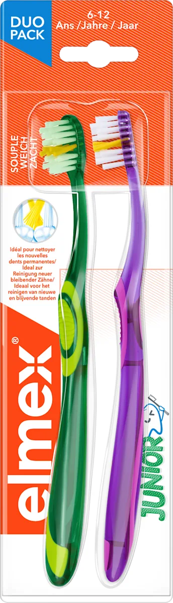 🪥 Pack de 2 brosses à dents Elmex Junior 6-12 ans