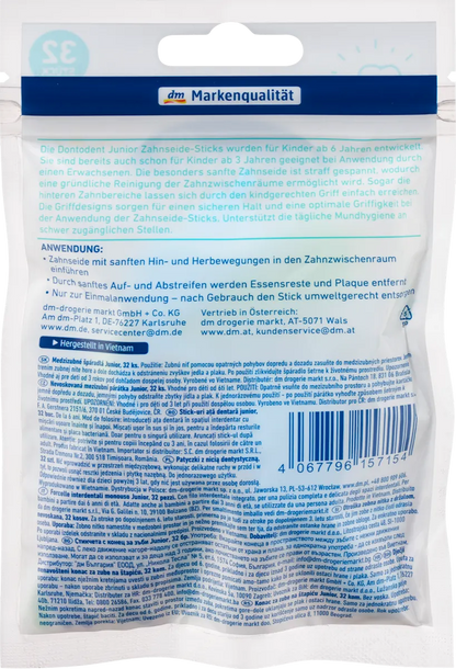 🦷 Bâtonnets de soie dentaire Dontodent Jr — dès 6 ans (32 pcs)