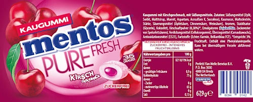 Chewing-gum Pure Fresh – Goût Cerise Sans sucre – 35 dragées