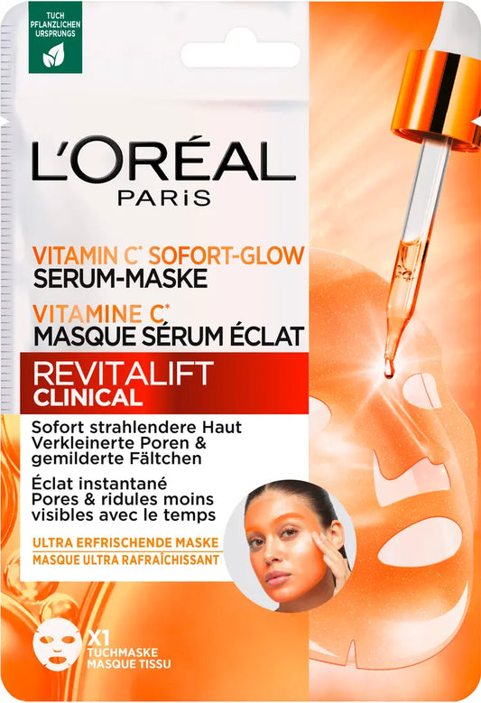 L'Oréal Paris Revitalift Vitamin C Serum Maske Masque Tissu Éclat et Anti-Fatigue