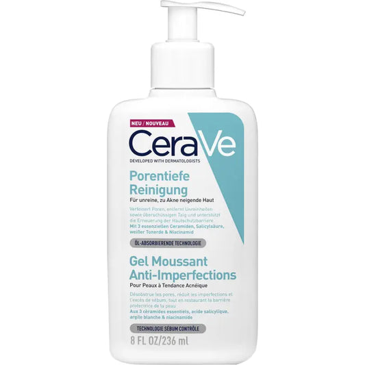 CeraVe Reinigungsgel Porentiefe Reinigung Gel Nettoyant Anti-Imperfections au Soin des Céramides