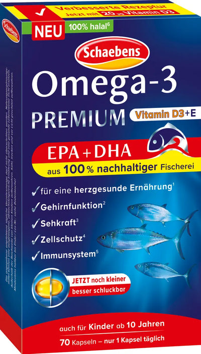 Schaebens Omega-3 Premium (EPA + DHA + Vitamines D3 & E)