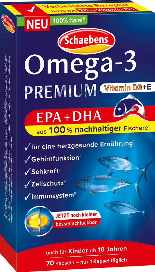 Schaebens Omega-3 Premium (EPA + DHA + Vitamines D3 & E)