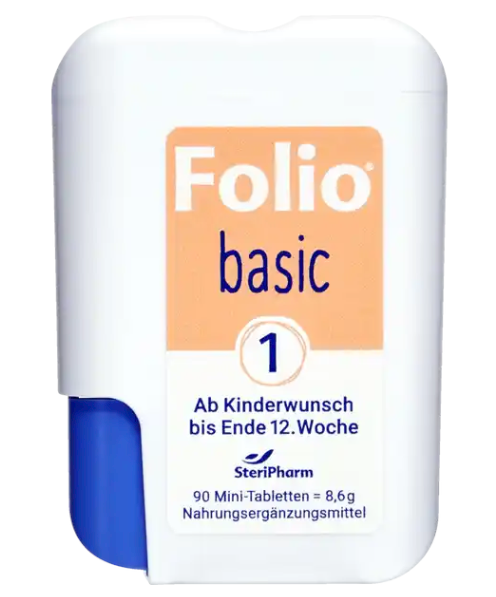 🌸 Folio Basic 1 – Complément alimentaire grossesse (90 mini-comprimés)  Le choix idéal dès le désir de grossesse jusqu'à la fin du 1er trimestre.