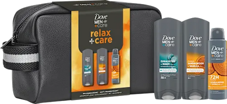 Coffret Cadeau Dove Men+Care Relax Care avec Trousse (3 pièces) - Mubina Essence Germany
