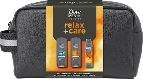 Coffret Cadeau Dove Men+Care Relax Care avec Trousse (3 pièces) - Mubina Essence Germany