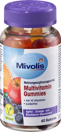 Mivolis Multivitamin Gummies  Oursons aux Fruits Vitaminés (60 Gommes)