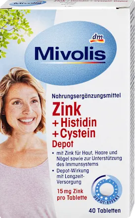 Mivolis Zinc + Histidine + Cystéine  Complexe Immunitaire à Libération Prolongée (40 Tablettes)