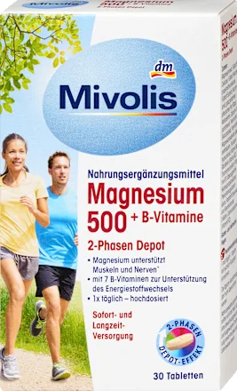 Mivolis Magnésium 500 + Vitamines B  Dépôt 2-Phases Haute Dose (30 Tablettes)