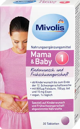 Mivolis Mama &amp; Baby 1  Acide Folique, Iode et 12 Vitamines (30 Tablettes)