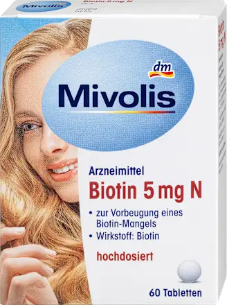Mivolis Biotine 5 mg N  Soutien de la Kératine (60 Tablettes)