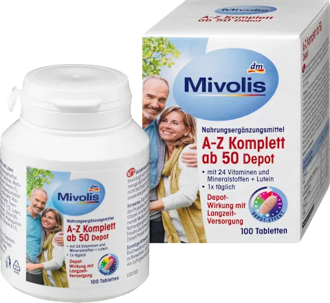 Mivolis A-Z Complet 50+  Vitamines et Minéraux à Libération Prolongée (100 Comprimés)