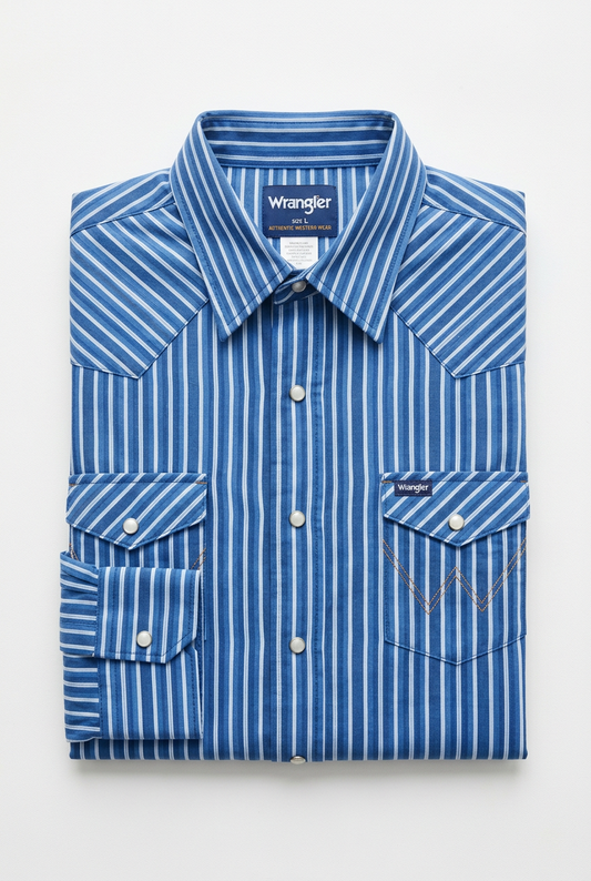 Chemise western Wrangler à rayures bleues