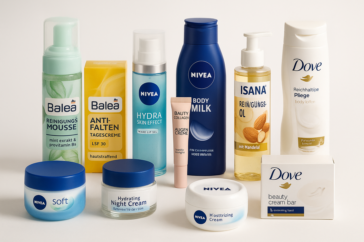 Collections Balea, Nivea, Isana, Dove, 