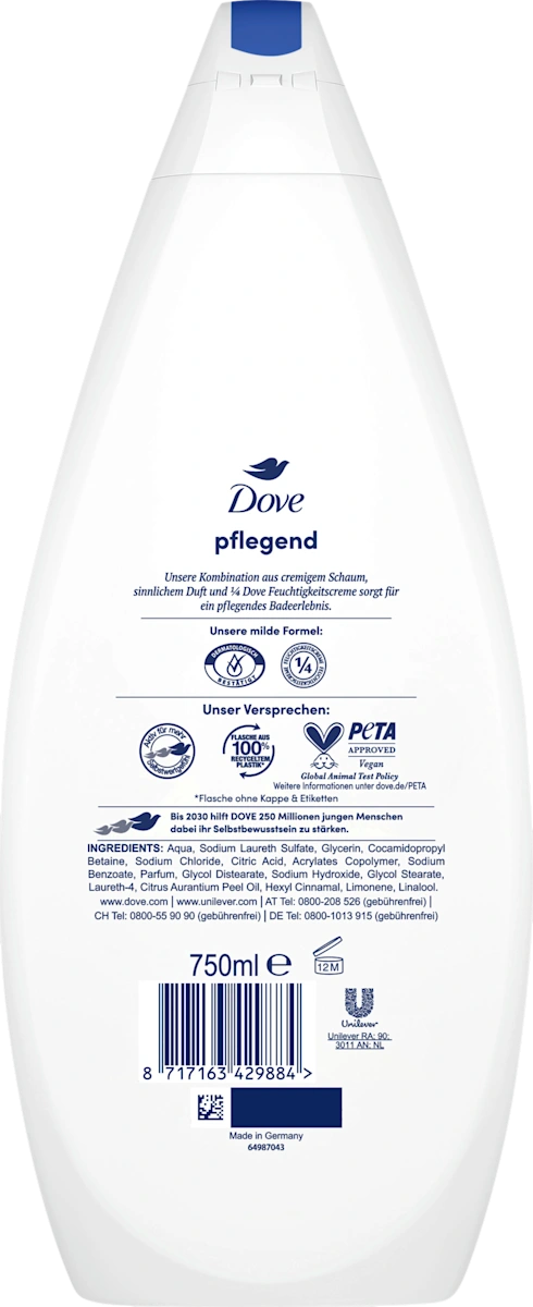 🟡 Dove Crème de Bain Reichhaltige Pflege Original 750ml