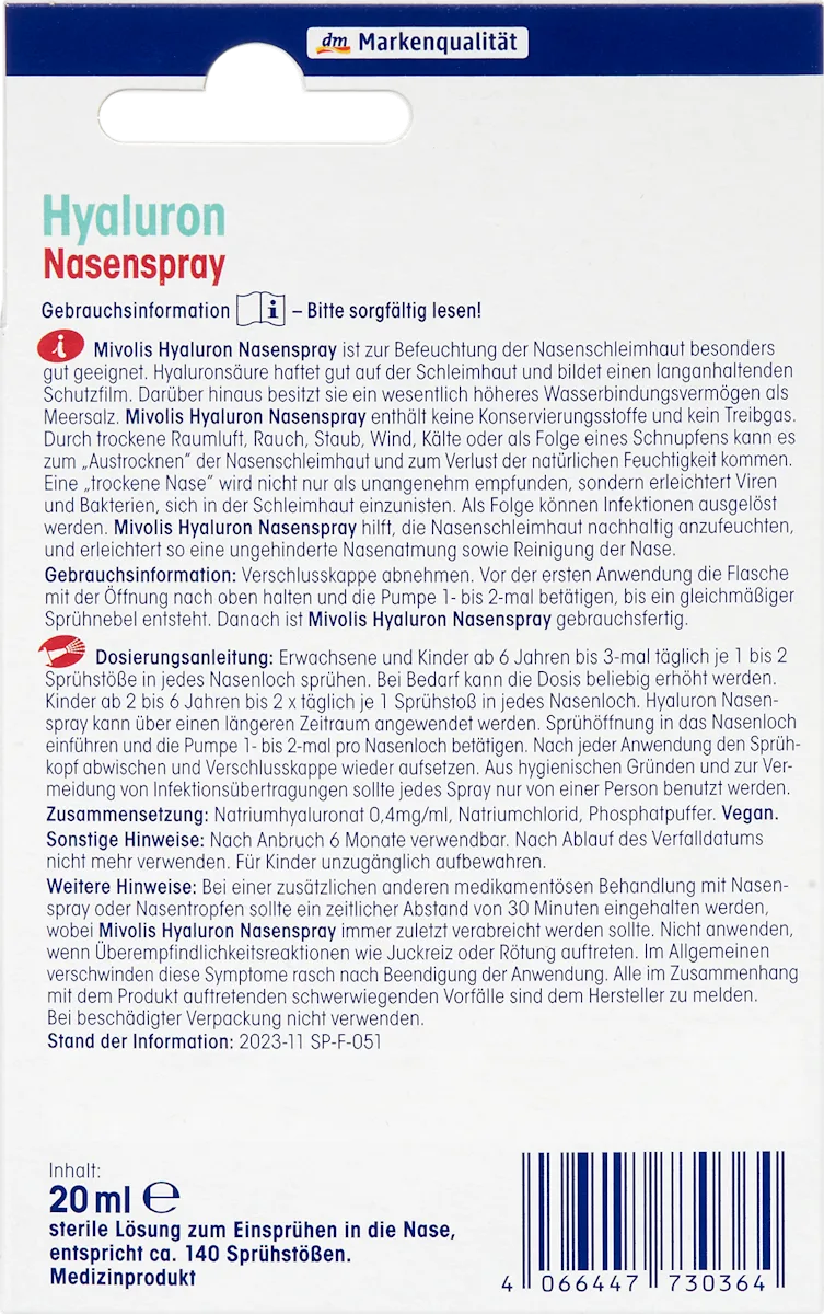 💧 Mivolis Spray Nasal à l’Acide Hyaluronique — 20 ml