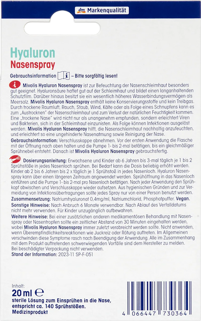 💧 Mivolis Spray Nasal à l’Acide Hyaluronique — 20 ml