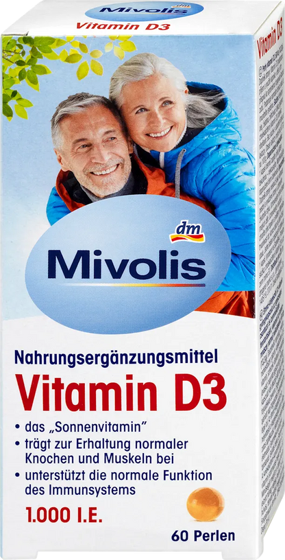 💊 Mivolis Vitamine D3 – 60 Perles (1000 I.E.)