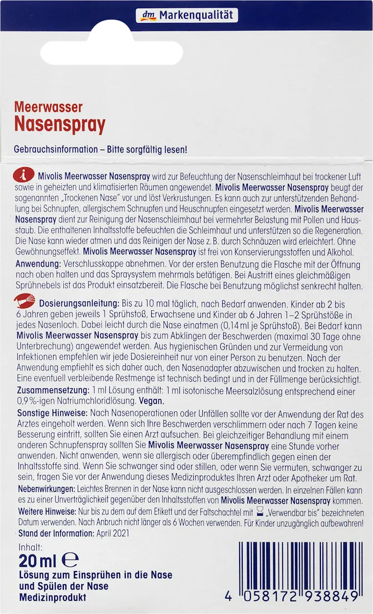 🌊 Mivolis Spray Nasal Eau de Mer — 20 ml