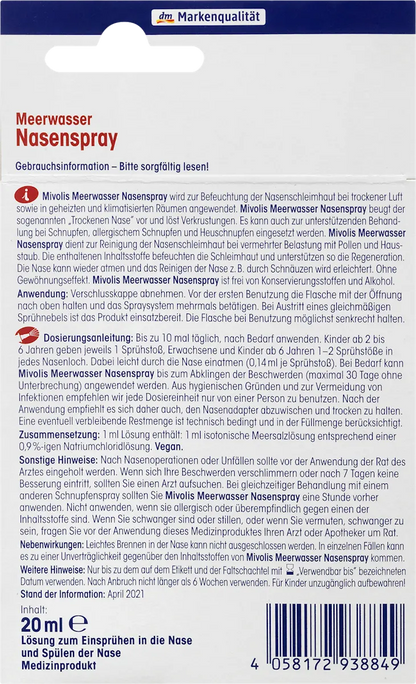 🌊 Mivolis Spray Nasal Eau de Mer — 20 ml