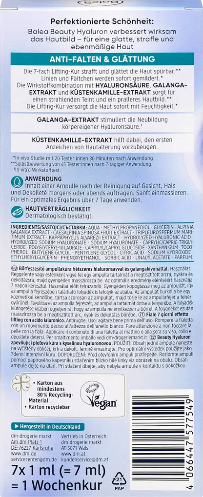✨ Balea Beauty Hyaluron Lifting-Kur — 7 ampoules pour un soin lifting