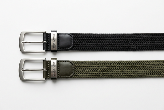 Pack de 2 ceintures élastiques Jack & Jones noire et vert olive