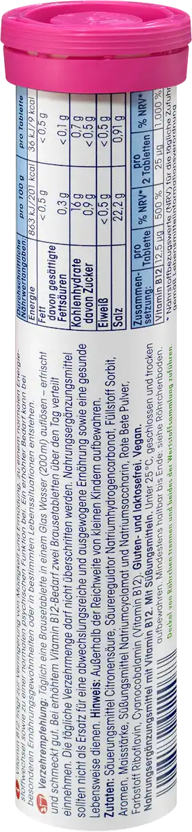 Mivolis Vitamine B12 – 20 Comprimés Effervescents (Goût Framboise-Fraise) – Énergie fruitée, fatigue évaporée !