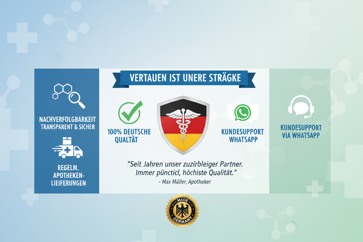 Mubina Essence Germany nous fournit des produits de santé et de parapharmacie Made in Germany fiables, avec une excellente traçabilité. Les livraisons vers notre pharmacie sont régulières et l’équipe est toujours disponible sur WhatsApp pour nous conseiller sur les gammes adaptées à nos patients.