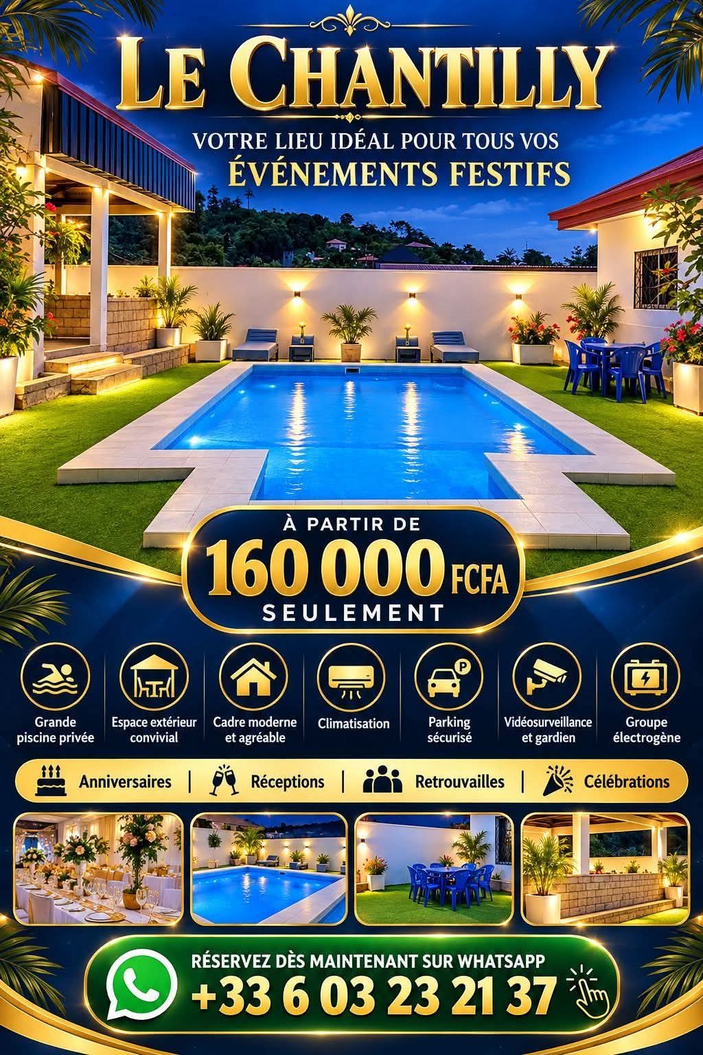 Le Chantilly – lieu avec piscine privée pour vos événements festifs, dès 160 000 F – photo 1