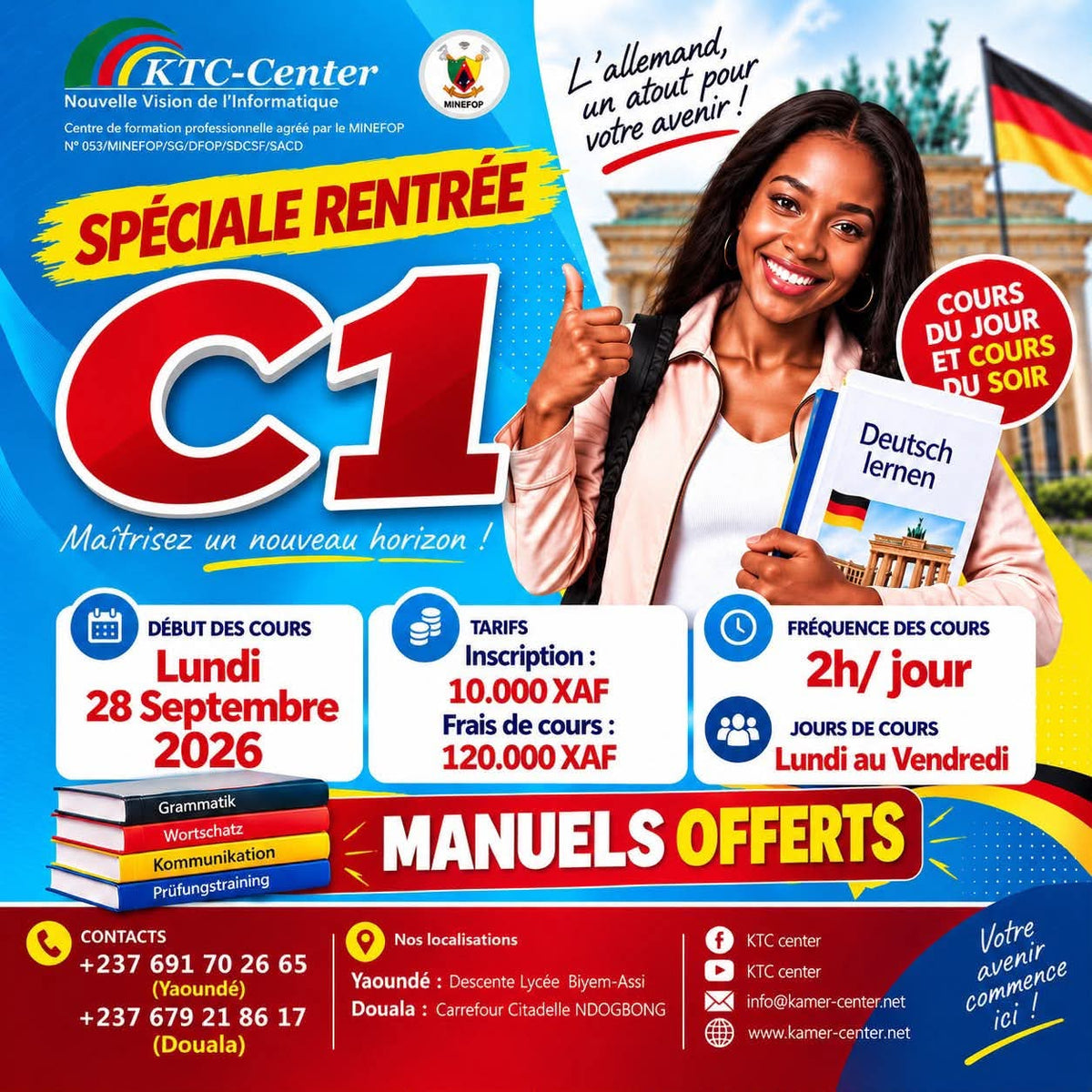 KTC-Center Douala – cours d'allemand niveau C1 dans un centre agréé MINEFOP, manuels offerts – photo 1